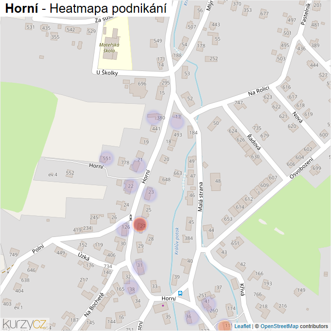 Mapa Horní - Firmy v ulici.