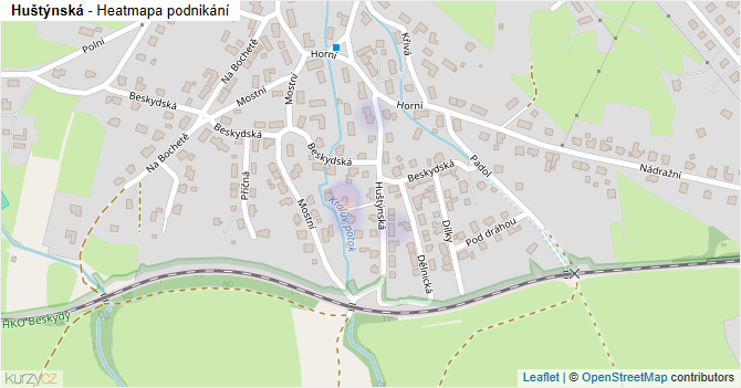 Huštýnská - mapa podnikání