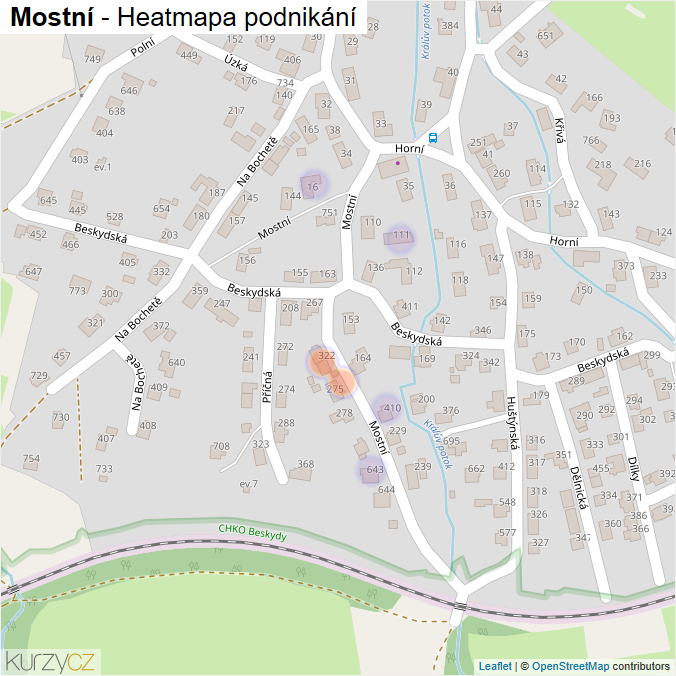Mapa Mostní - Firmy v ulici.