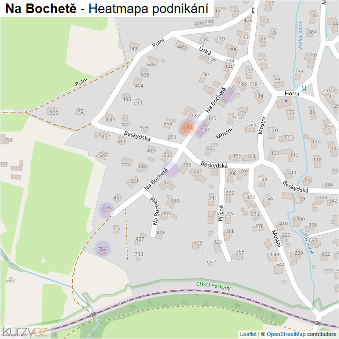 Mapa Na Bochetě - Firmy v ulici.