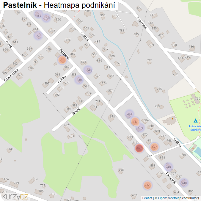 Mapa Pastelník - Firmy v ulici.