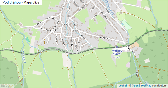 Pod dráhou - mapa ulice