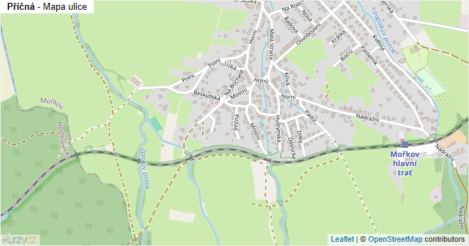 Příčná - mapa ulice