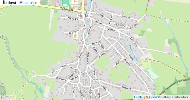 Řadová - mapa ulice