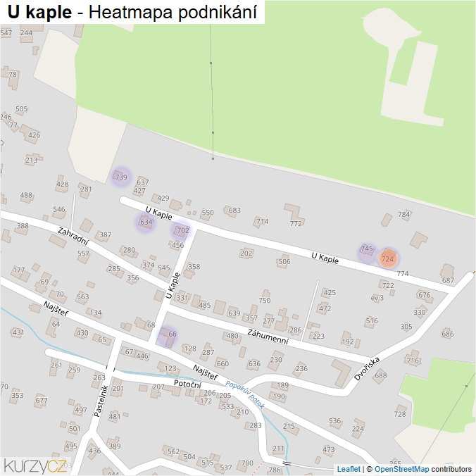 Mapa U kaple - Firmy v ulici.