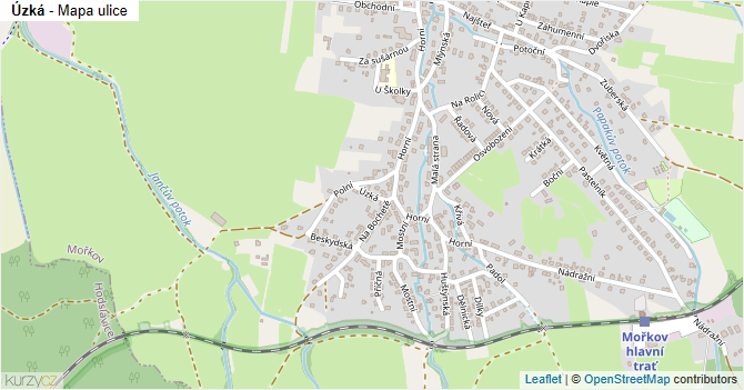 Úzká - mapa ulice