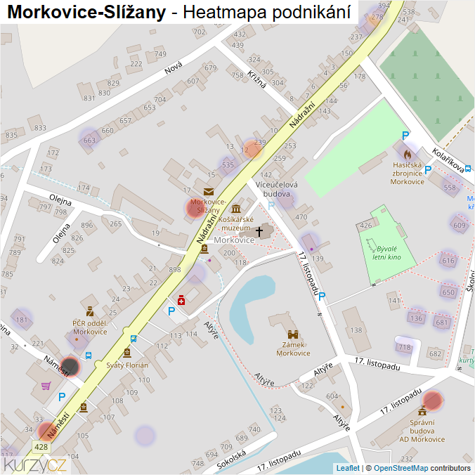 Mapa Morkovice-Slížany - Firmy v obci.