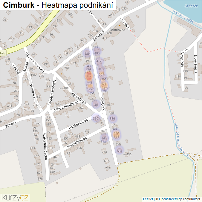 Mapa Cimburk - Firmy v ulici.