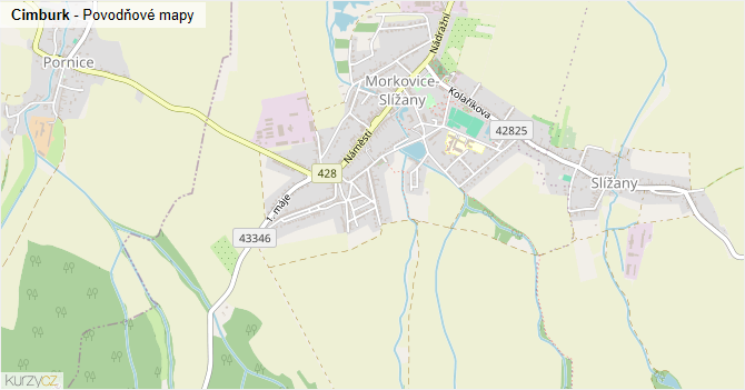 Cimburk - záplavové mapy stoleté vody