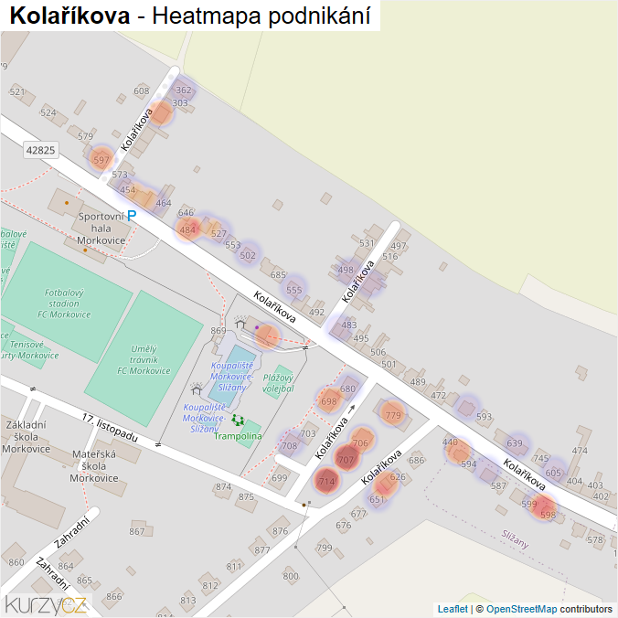 Mapa Kolaříkova - Firmy v ulici.