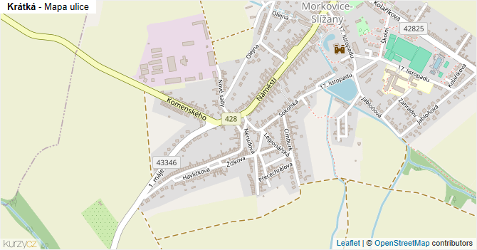 Krátká - mapa ulice