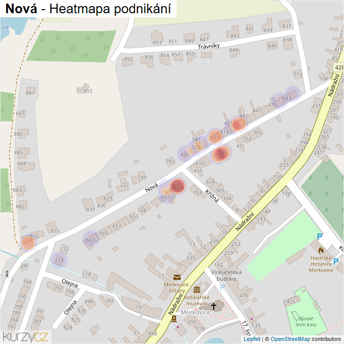 Mapa Nová - Firmy v ulici.