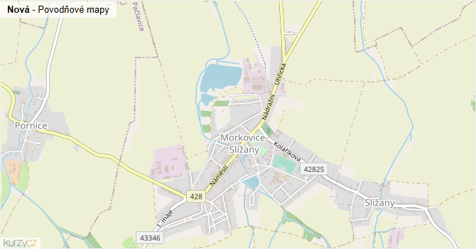 Nová - záplavové mapy stoleté vody