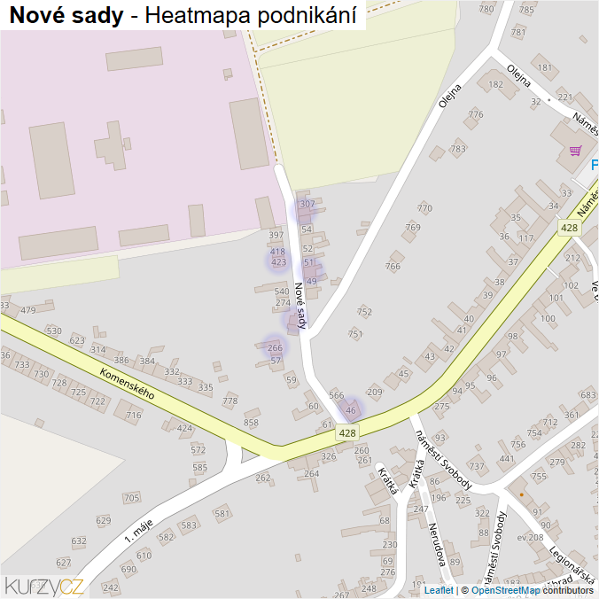 Mapa Nové sady - Firmy v ulici.