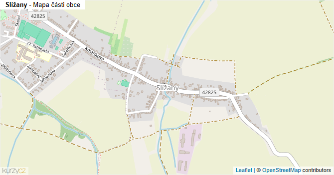 Slížany - mapa části obce