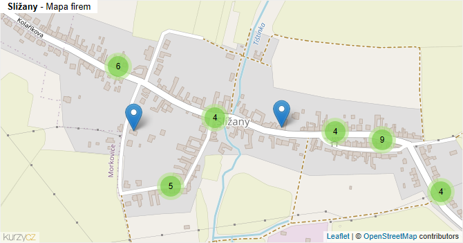 Slížany - mapa firem