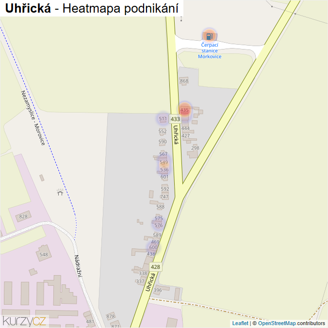 Mapa Uhřická - Firmy v ulici.