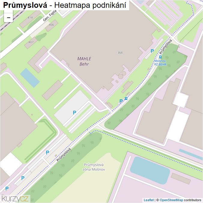 Mapa Průmyslová - Firmy v ulici.