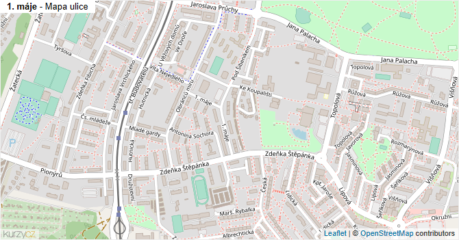 1. máje - mapa ulice