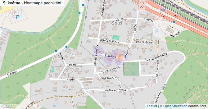 9. května - mapa podnikání