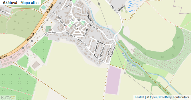 Akátová - mapa ulice