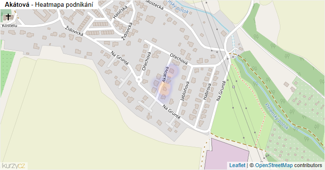 Akátová - mapa podnikání