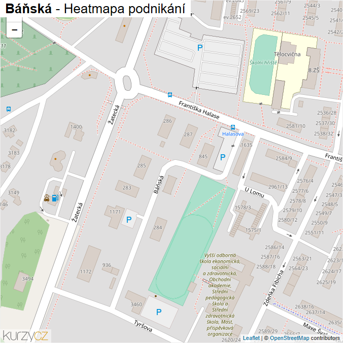 Mapa Báňská - Firmy v ulici.