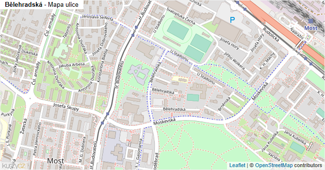 Bělehradská - mapa ulice