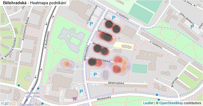 Bělehradská - mapa podnikání
