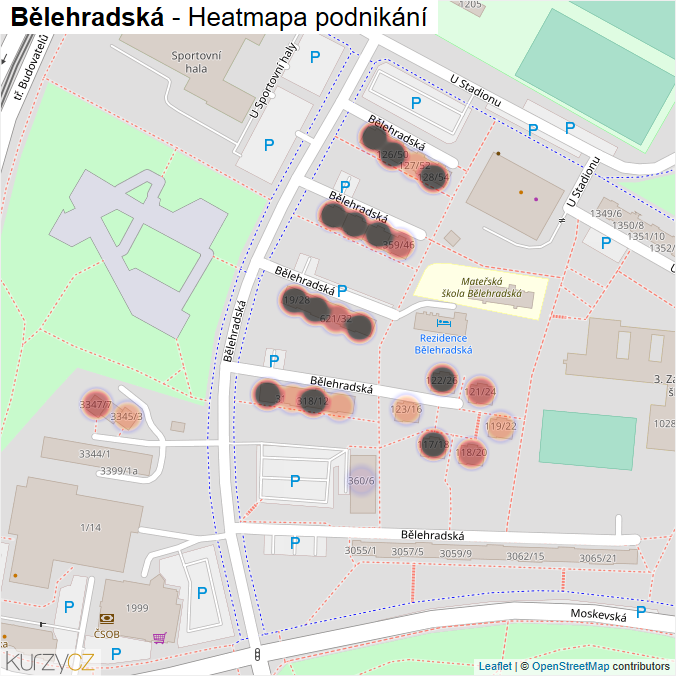 Mapa Bělehradská - Firmy v ulici.