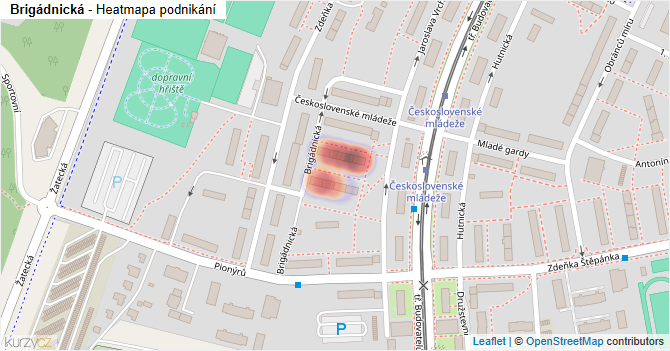 Brigádnická - mapa podnikání