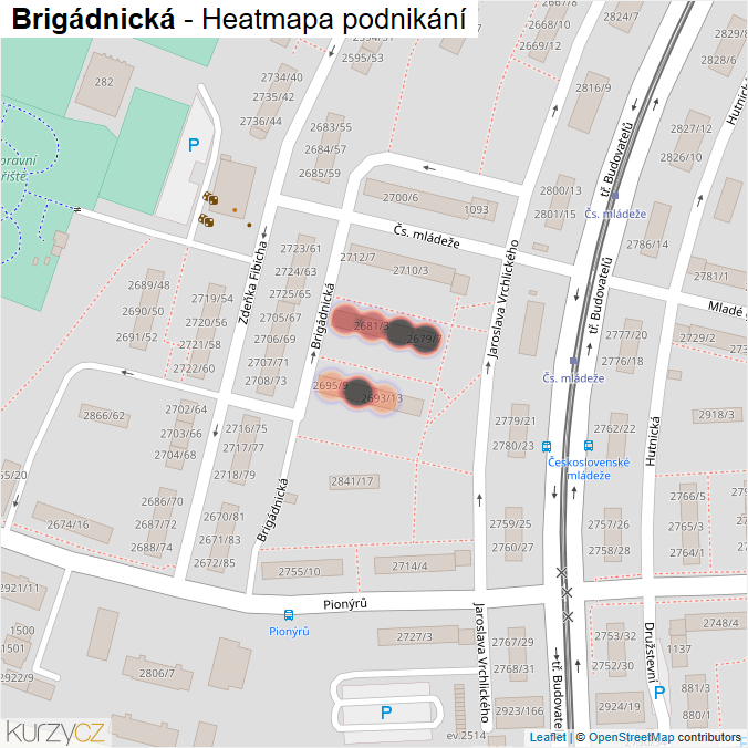 Mapa Brigádnická - Firmy v ulici.