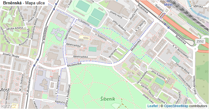 Brněnská - mapa ulice