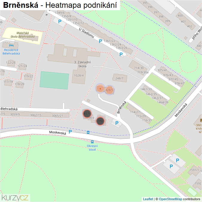 Mapa Brněnská - Firmy v ulici.