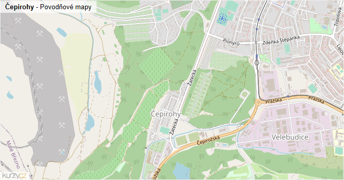Čepirohy - záplavové mapy stoleté vody
