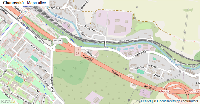 Chanovská - mapa ulice