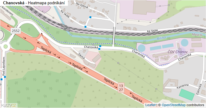 Chanovská - mapa podnikání