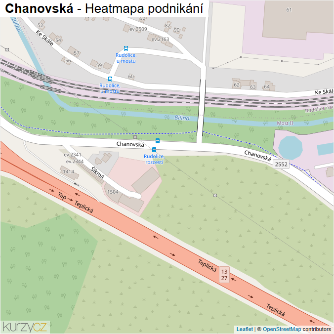 Mapa Chanovská - Firmy v ulici.