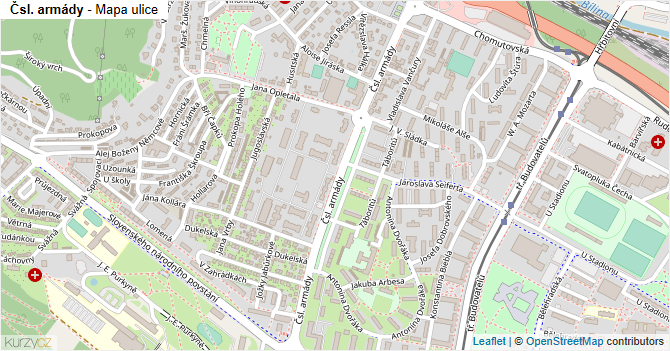 Čsl. armády - mapa ulice