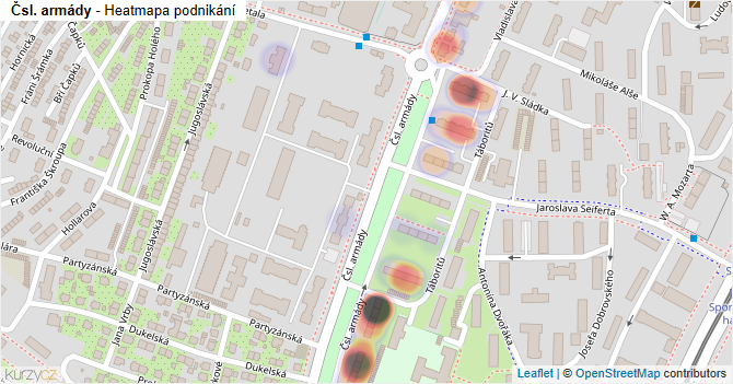 Čsl. armády - mapa podnikání