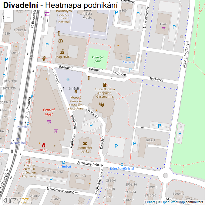 Mapa Divadelní - Firmy v ulici.