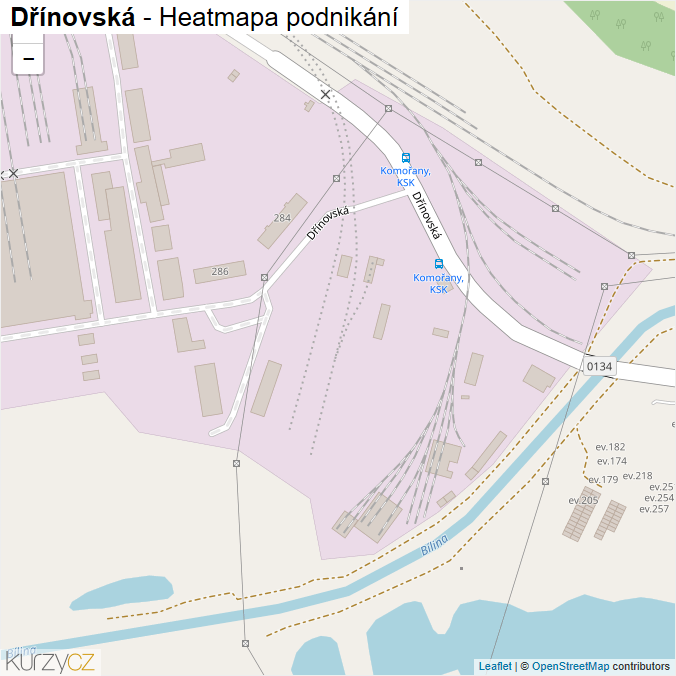 Mapa Dřínovská - Firmy v ulici.