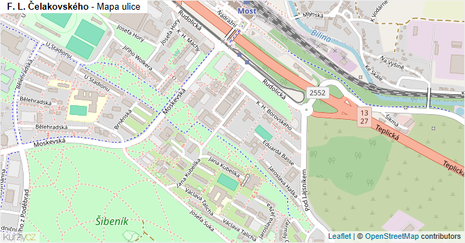 F. L. Čelakovského - mapa ulice