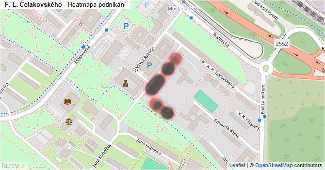 F. L. Čelakovského - mapa podnikání