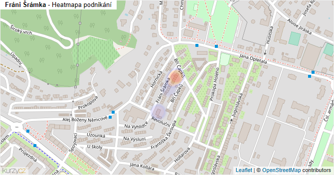 Fráni Šrámka - mapa podnikání