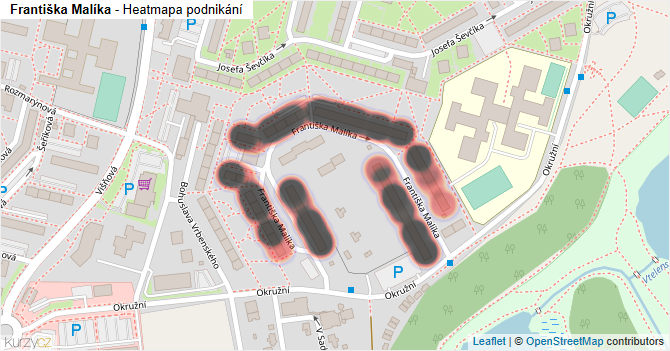 Františka Malíka - mapa podnikání