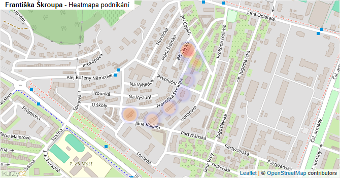 Františka Škroupa - mapa podnikání