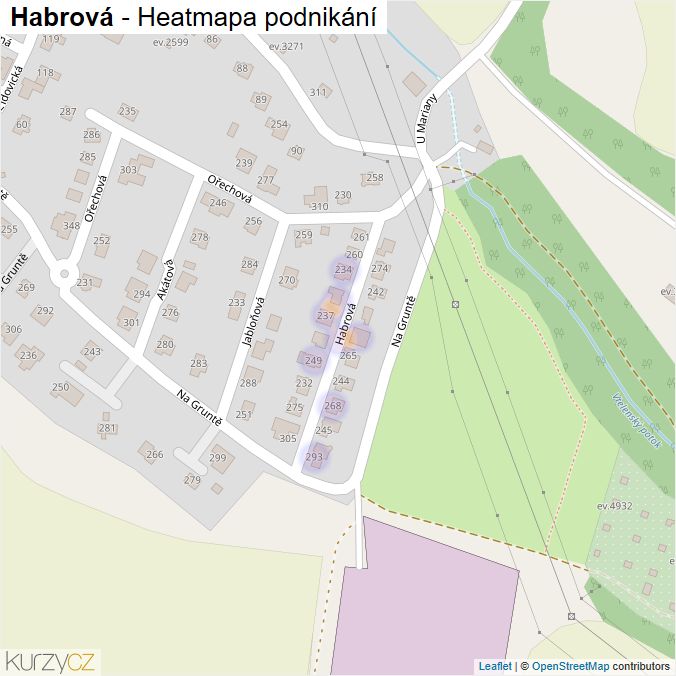 Mapa Habrová - Firmy v ulici.