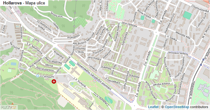 Hollarova - mapa ulice
