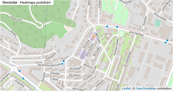 Hornická - mapa podnikání